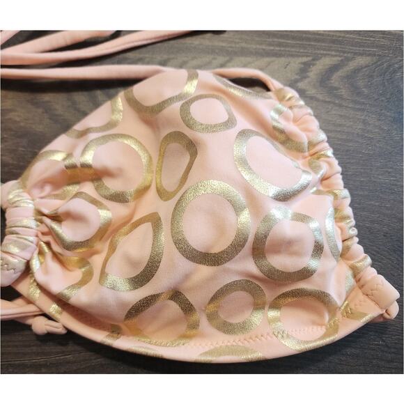 Victoria's Secret Peach & Gold Halter Top Bikini Top Swimsuit Size Medium - Picture 4 of 7